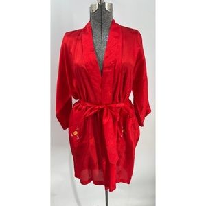 Golden bee vintage dragon embroidered kimono robe L